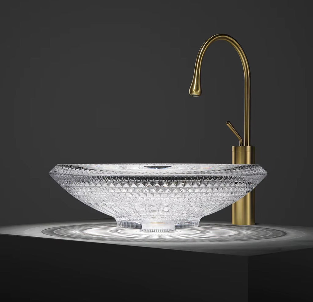 Fiorella Faceted Glass Vessel Sink