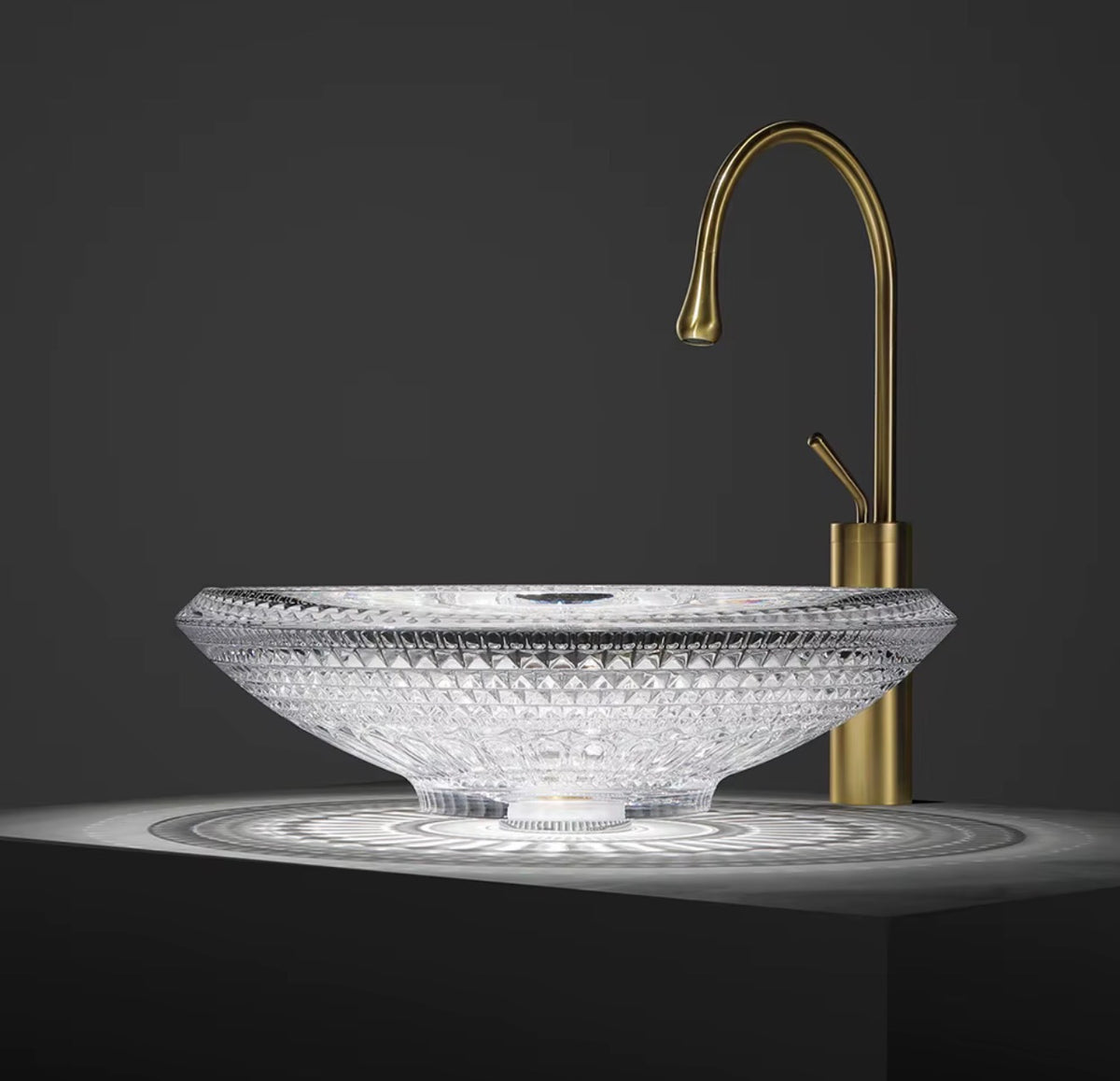 Fiorella Faceted Glass Vessel Sink