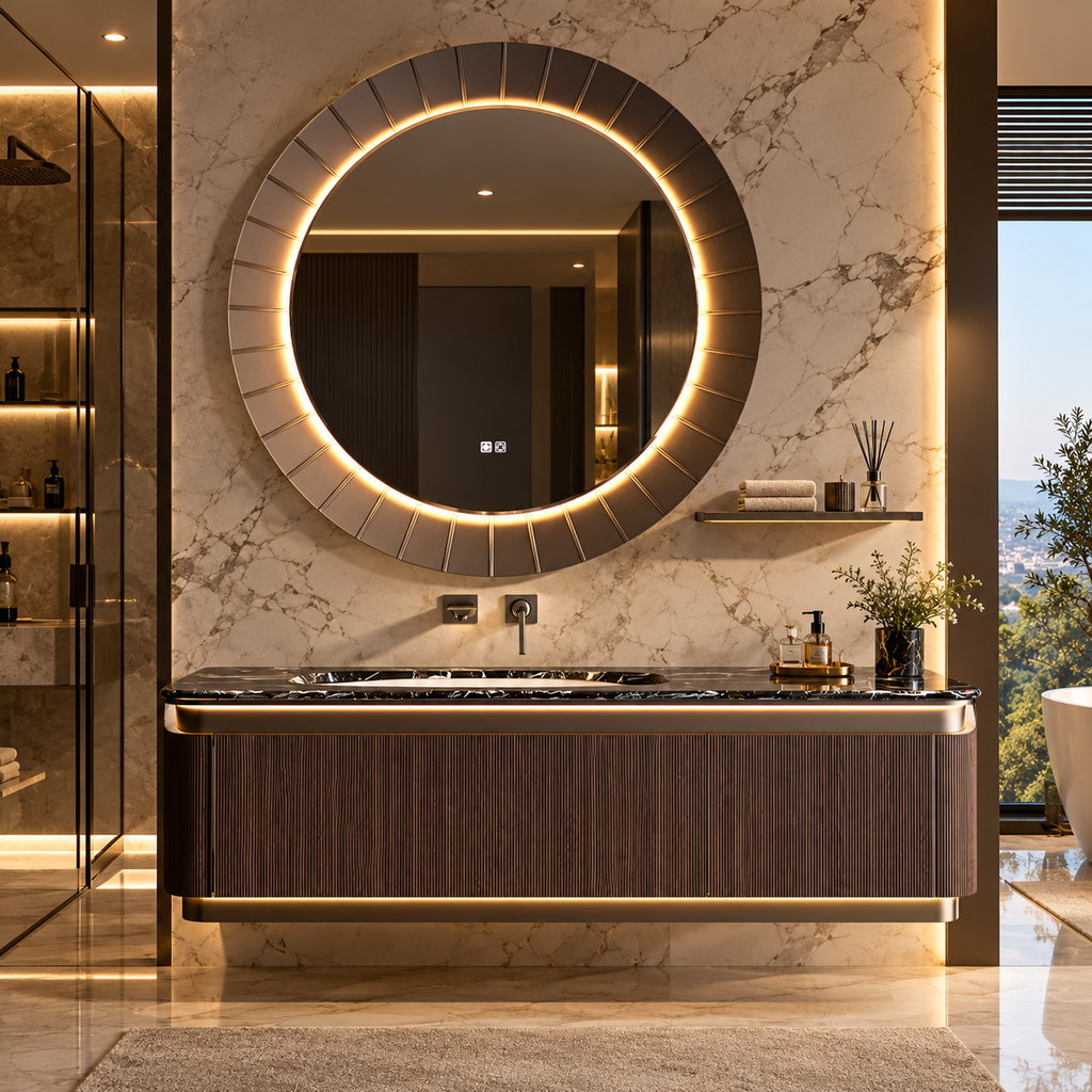 Fiorenza Natural Marble Wall-Mounted Vanity Set