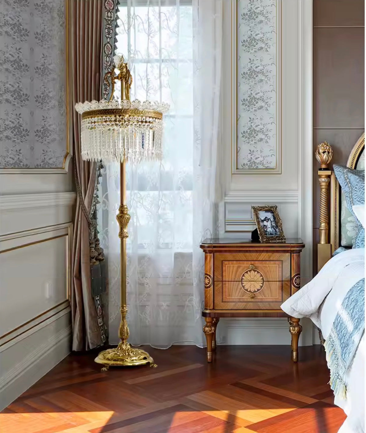 Isadora Gilded Crystal Floor Lamp