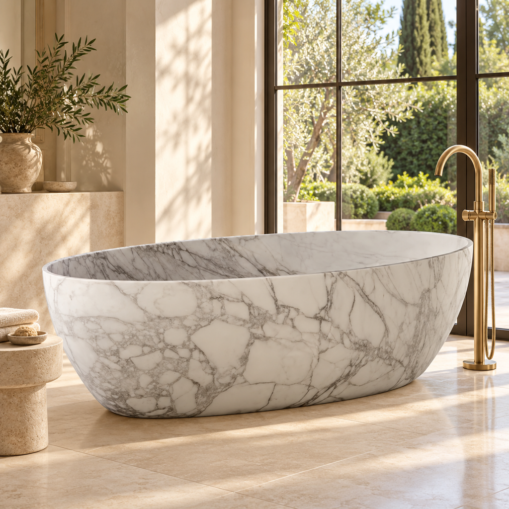 VITTORIA NATURAL MARBLE FREESTANDING SOAKING BATHTUB