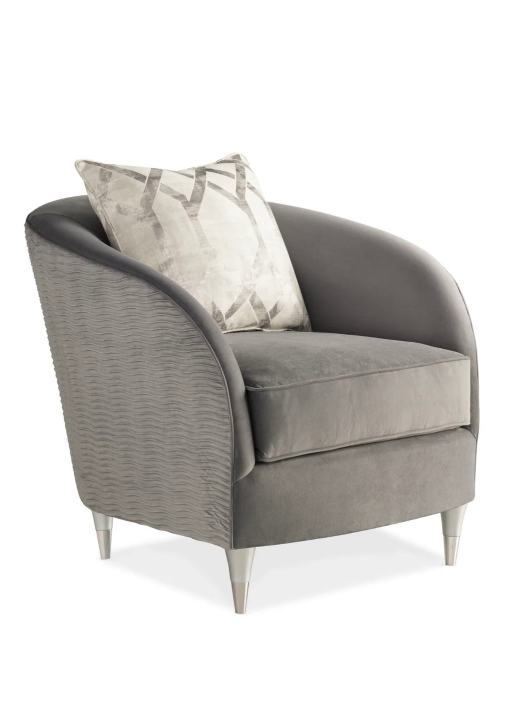 Casa Milano – Gray Barrel Lounge Chair | Caracole Farrah