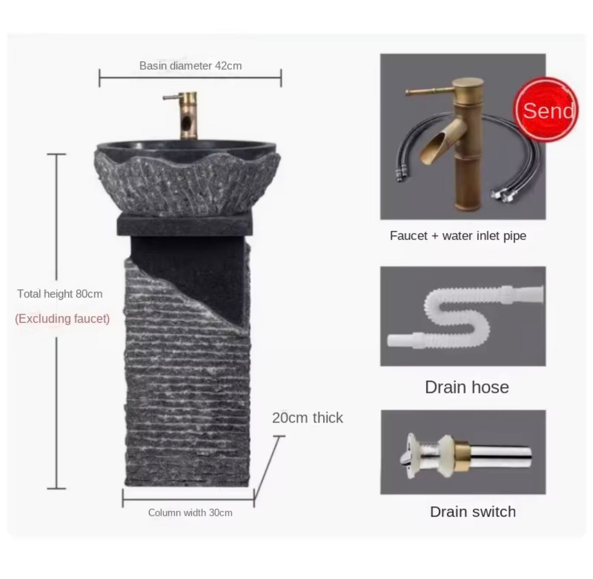 Volterra Travertine Pedestal Sink