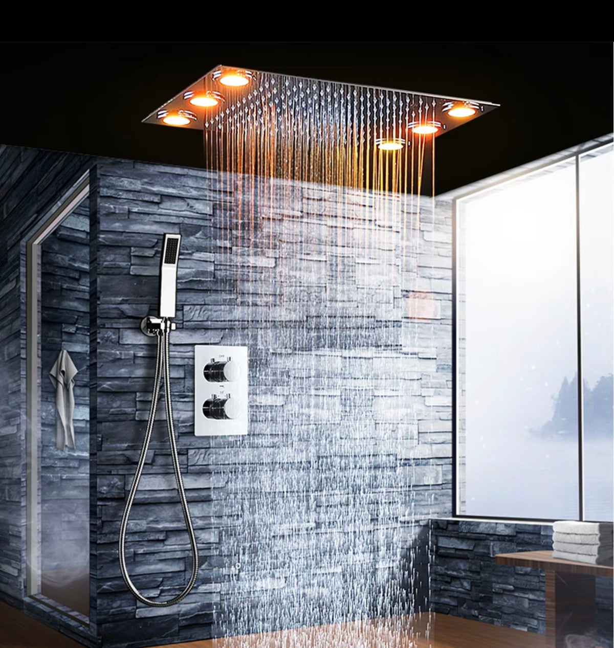 Solenne LED Thermostatic Rain Shower System