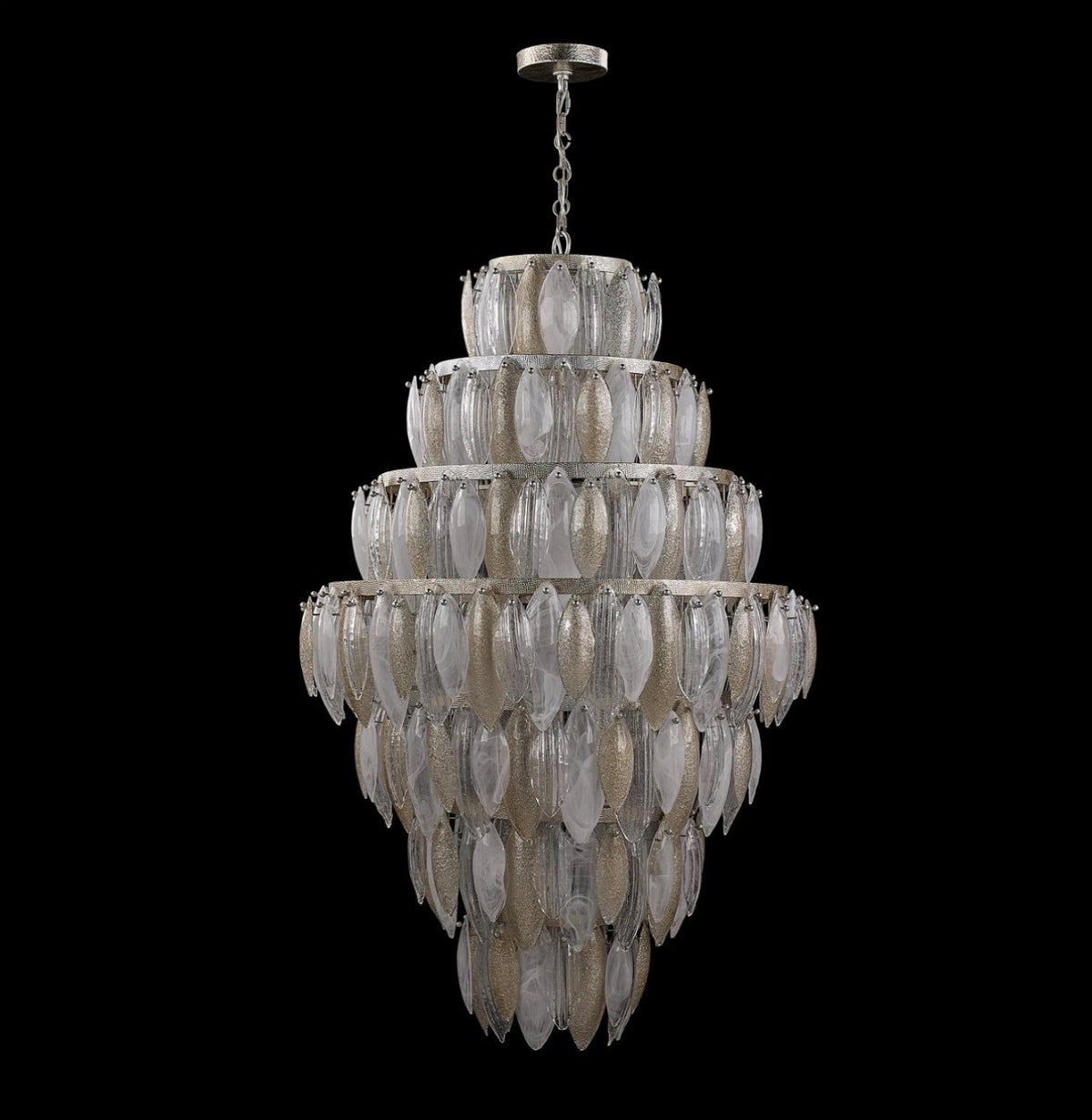 Aria 7-Tier Gradient Champagne Speckled Leaf Chandelier