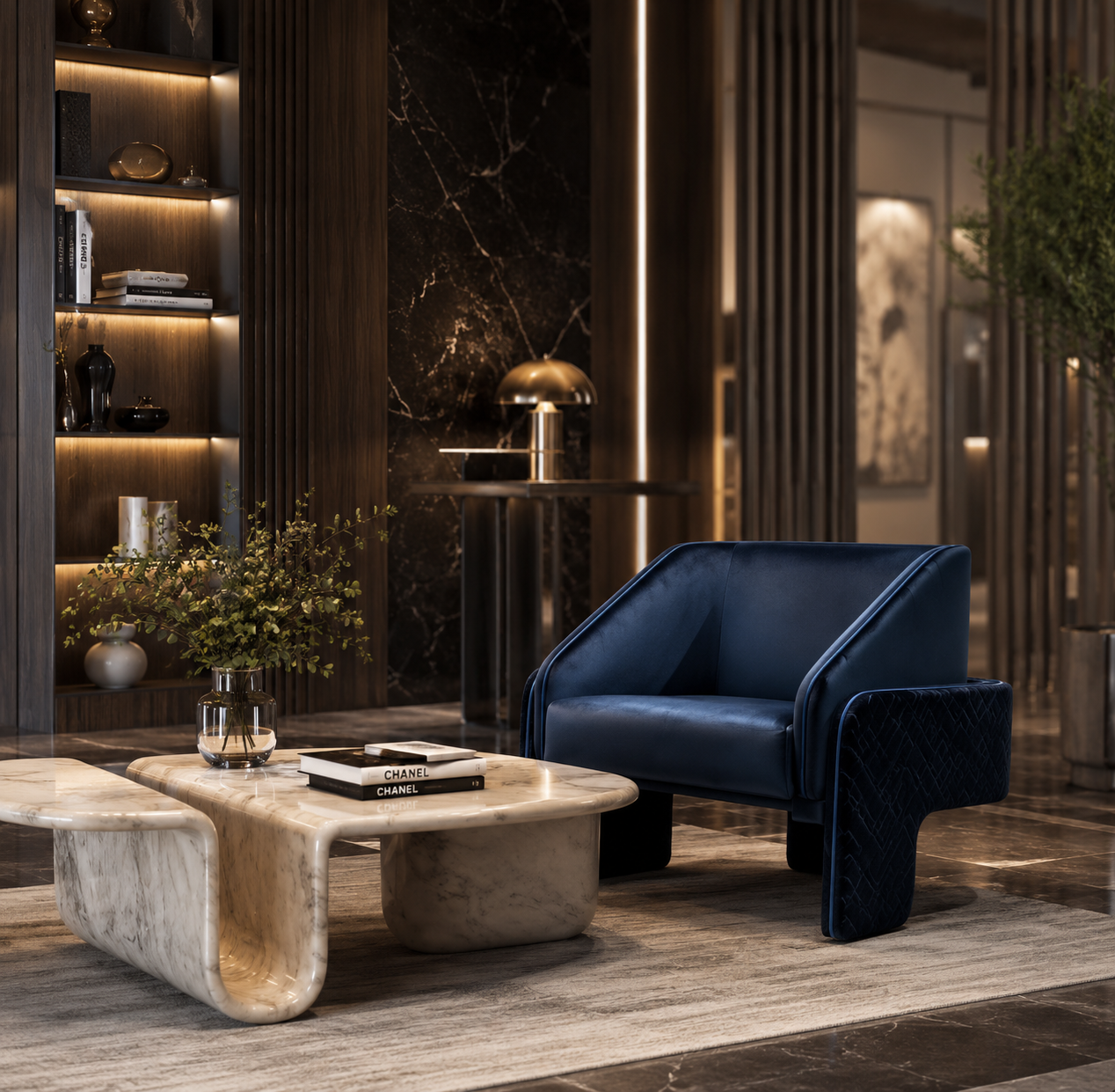 Casa Milano – Milano Quilted Velvet Accent Chair