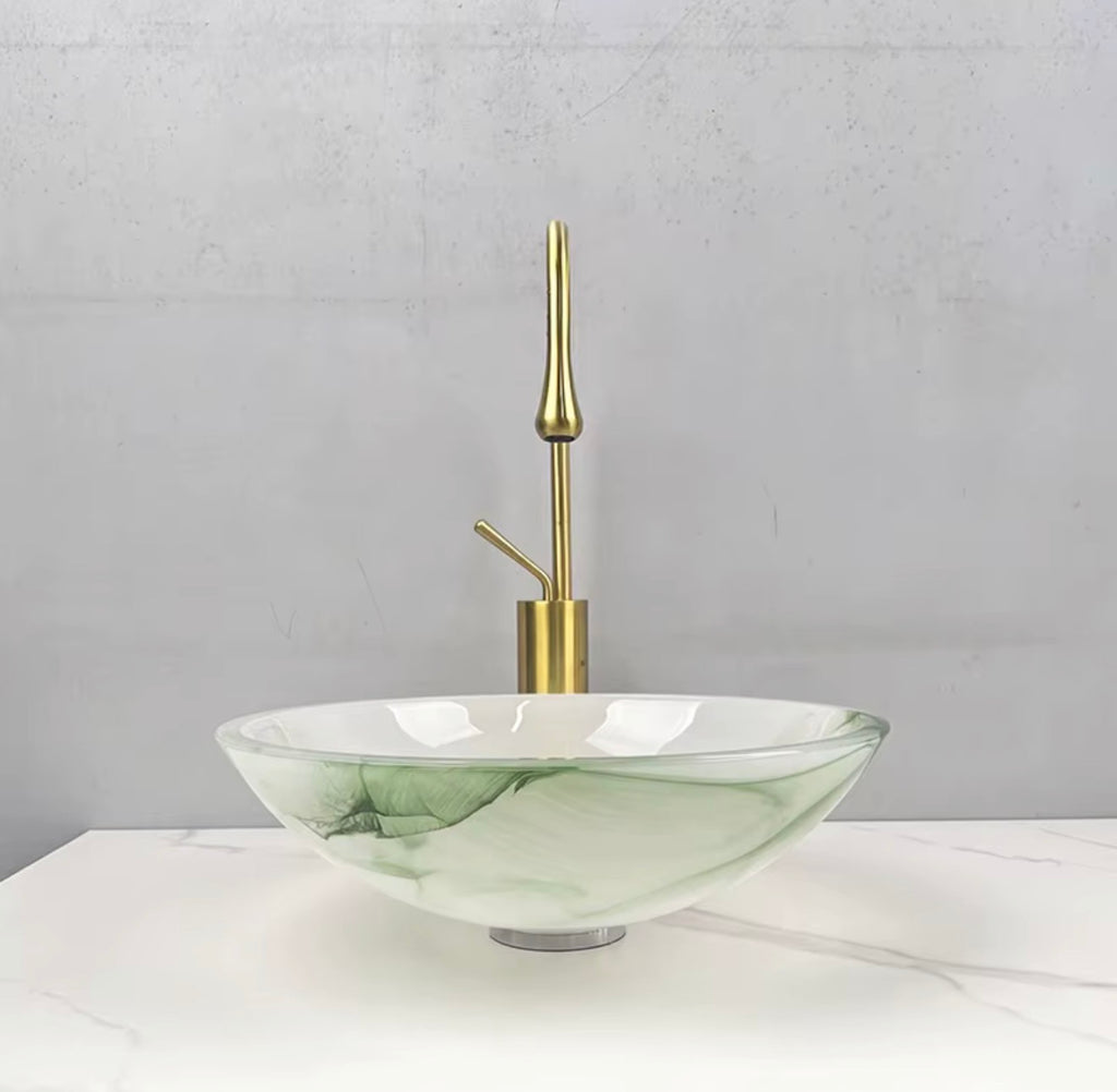 Bianca Jade Vein Vessel Sink Set