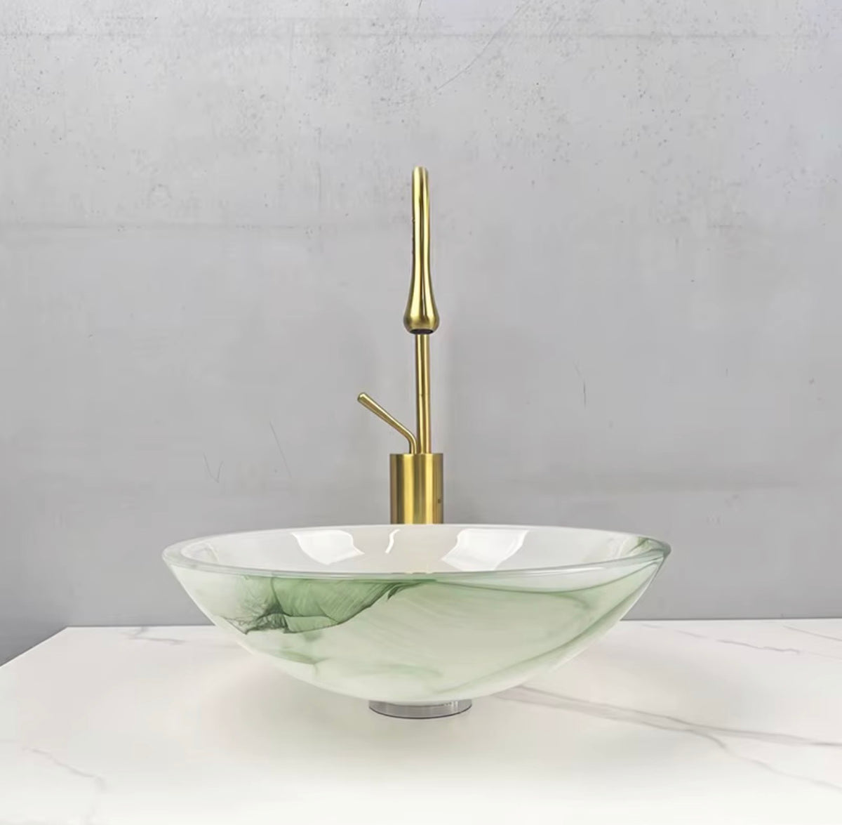 Bianca Jade Vein Vessel Sink Set