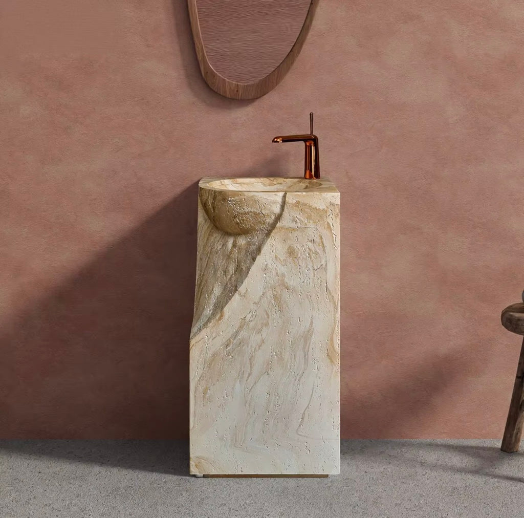 Emilia Sculpted Stone Pedestal Sink
