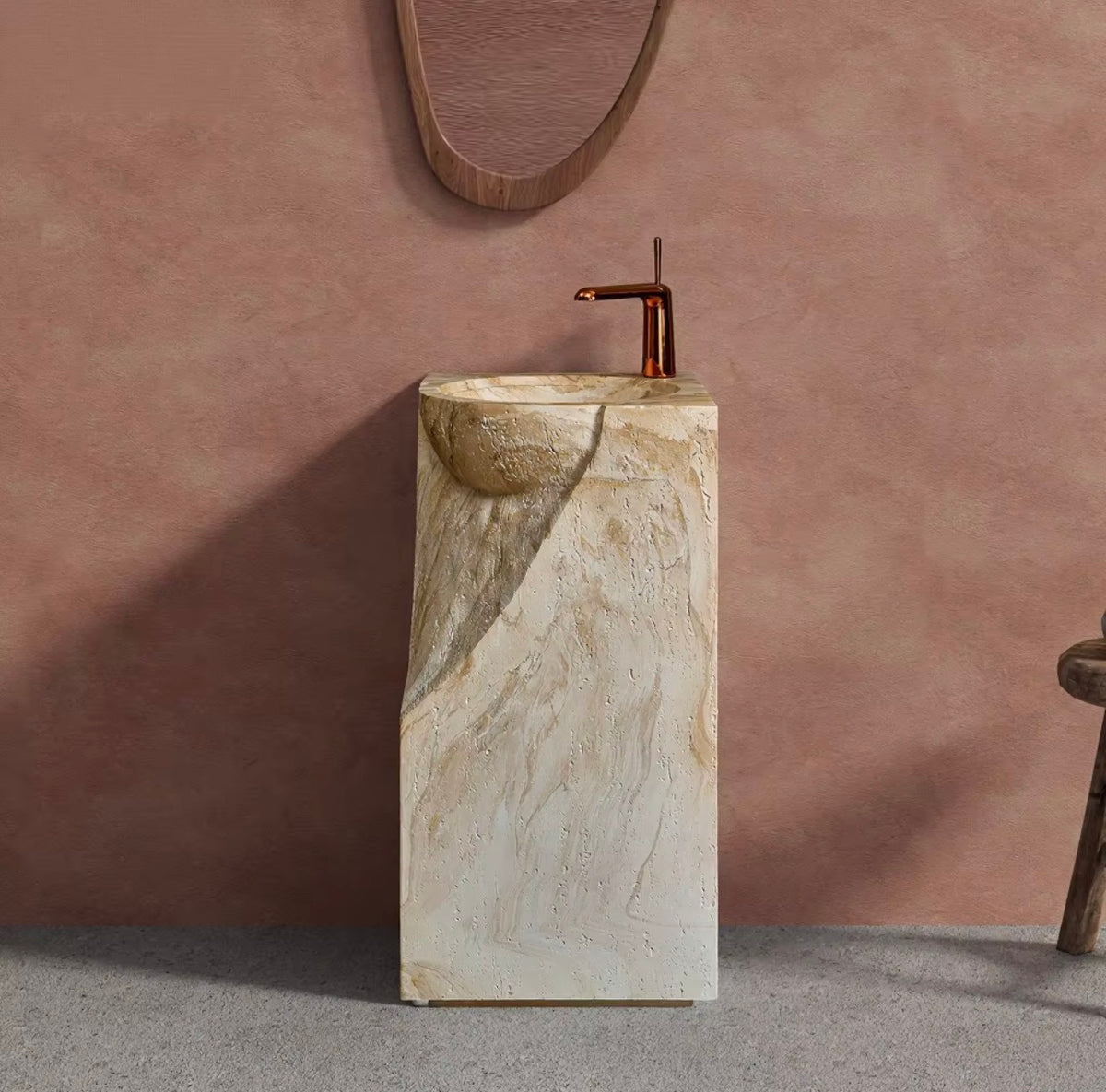 Emilia Sculpted Stone Pedestal Sink