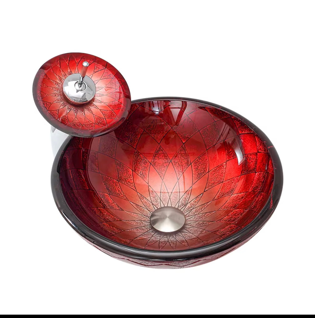 Serafina Tempered Glass Vessel Sink Set