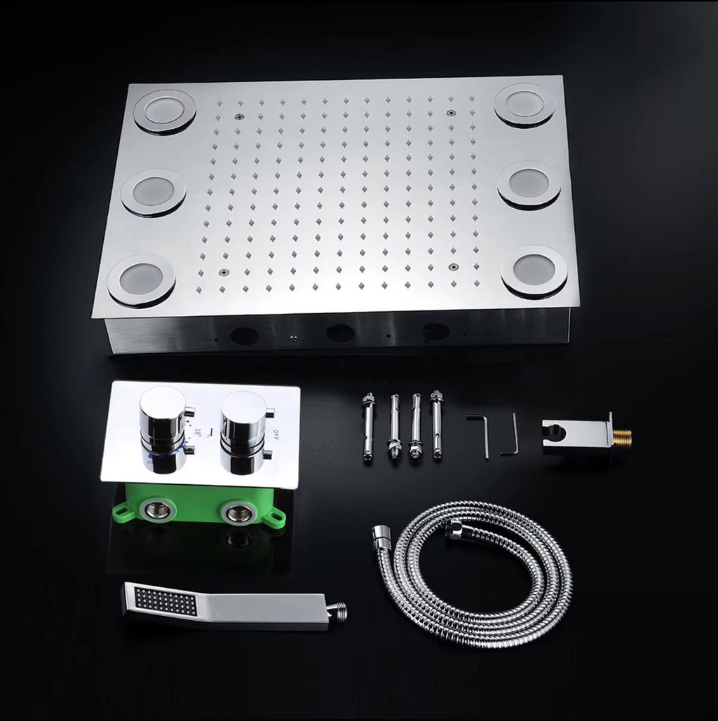 Solenne LED Thermostatic Rain Shower System