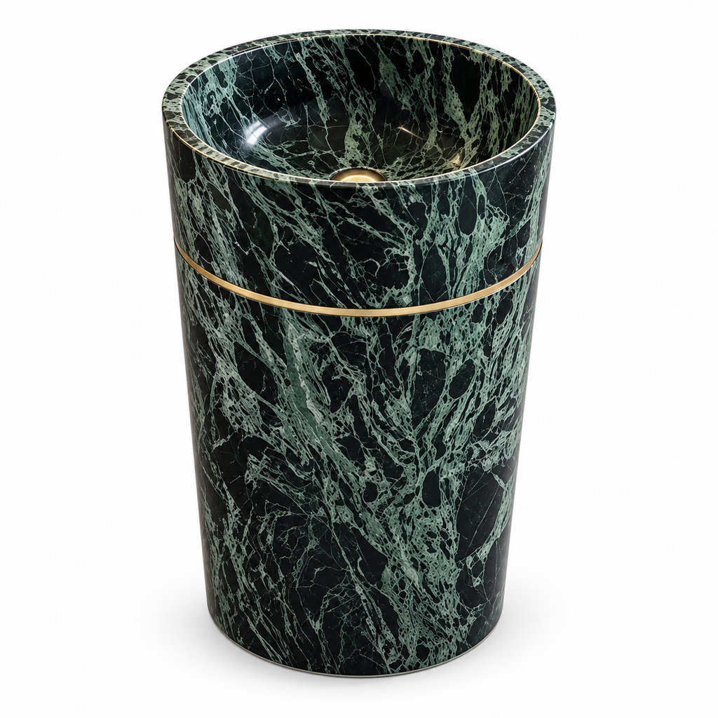 Verde Imperiale Natural Marble Pedestal Sink