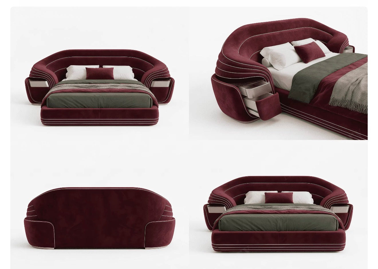 Valentino Royale Burgundy Bed