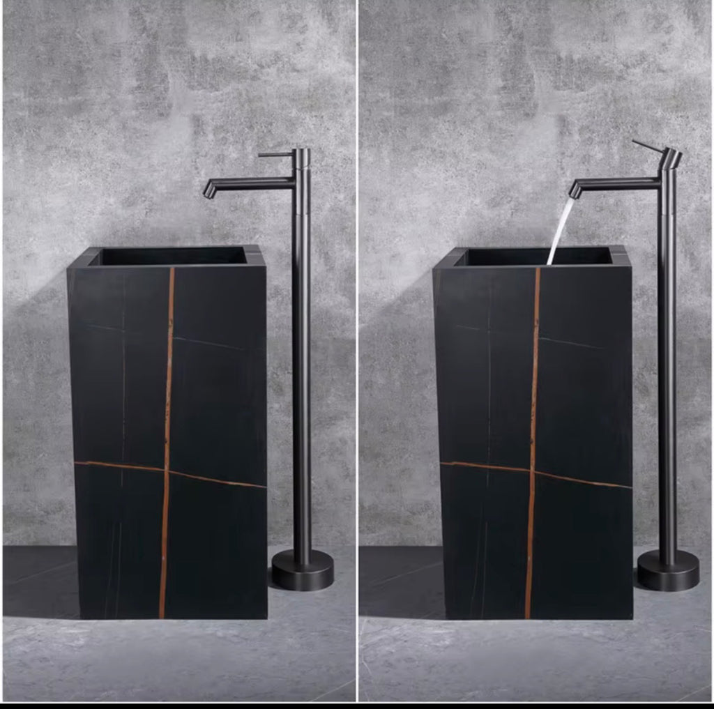 LORENZO FREESTANDING SOLID BRASS PEDESTAL BASIN FAUCET