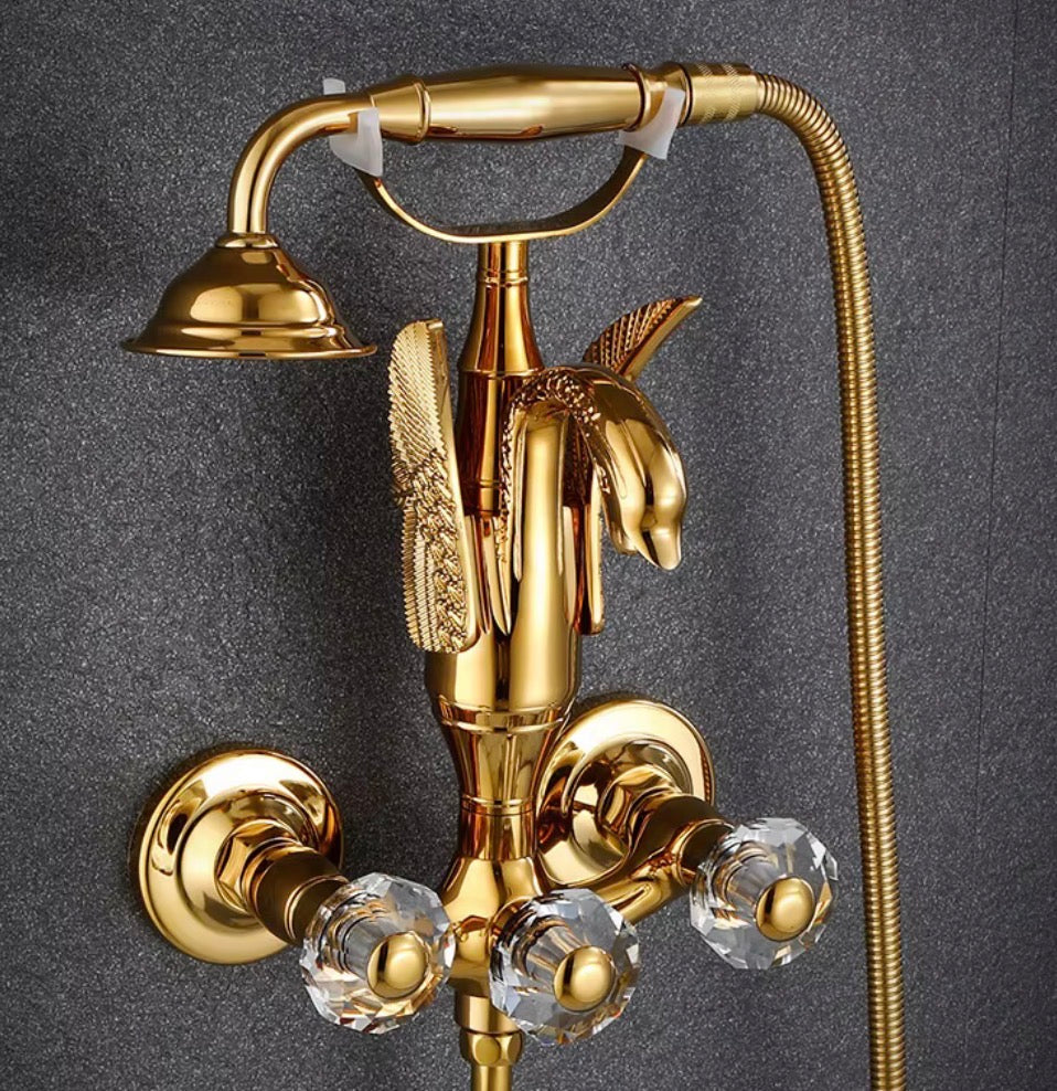 Vittoria Swan Sculptural Brass Shower Set