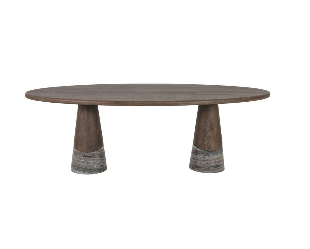 Harper Smoked Charcoal Oak & Marble Dining Table