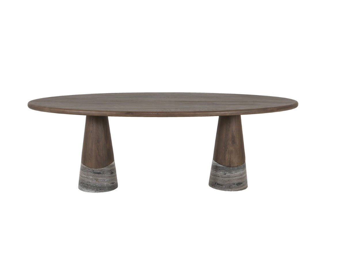 Harper Smoked Charcoal Oak & Marble Dining Table