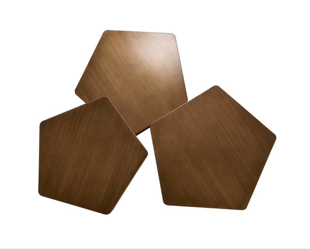 Hexa Brushed Gold Sculptural Coffee Table Set