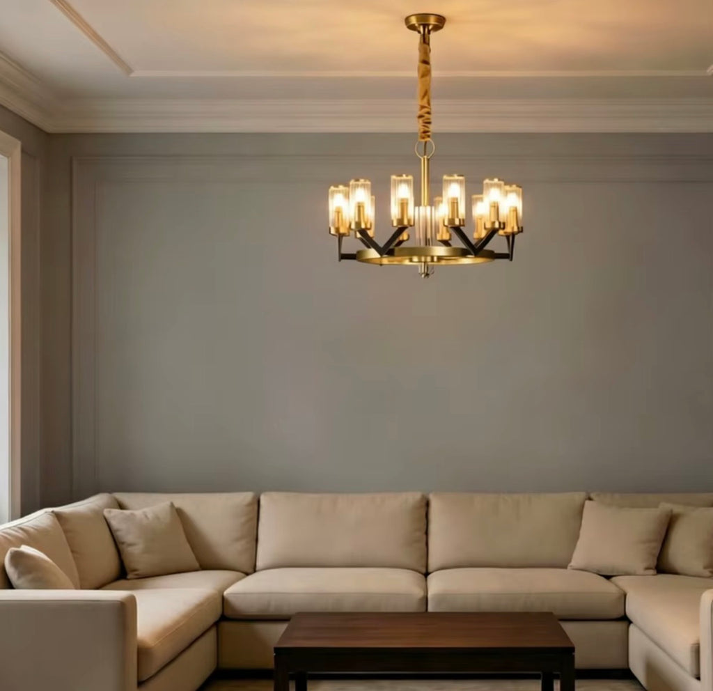 Vittoria Black & Gold Glass Chandelier