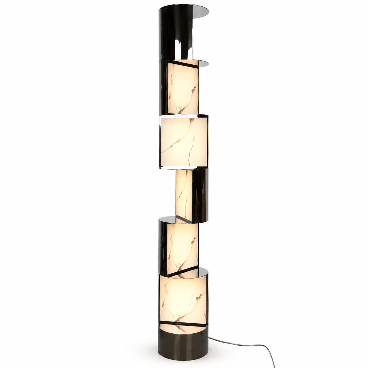 Marcello Sculptural Marble & Stainless Steel LED Floor Lamp