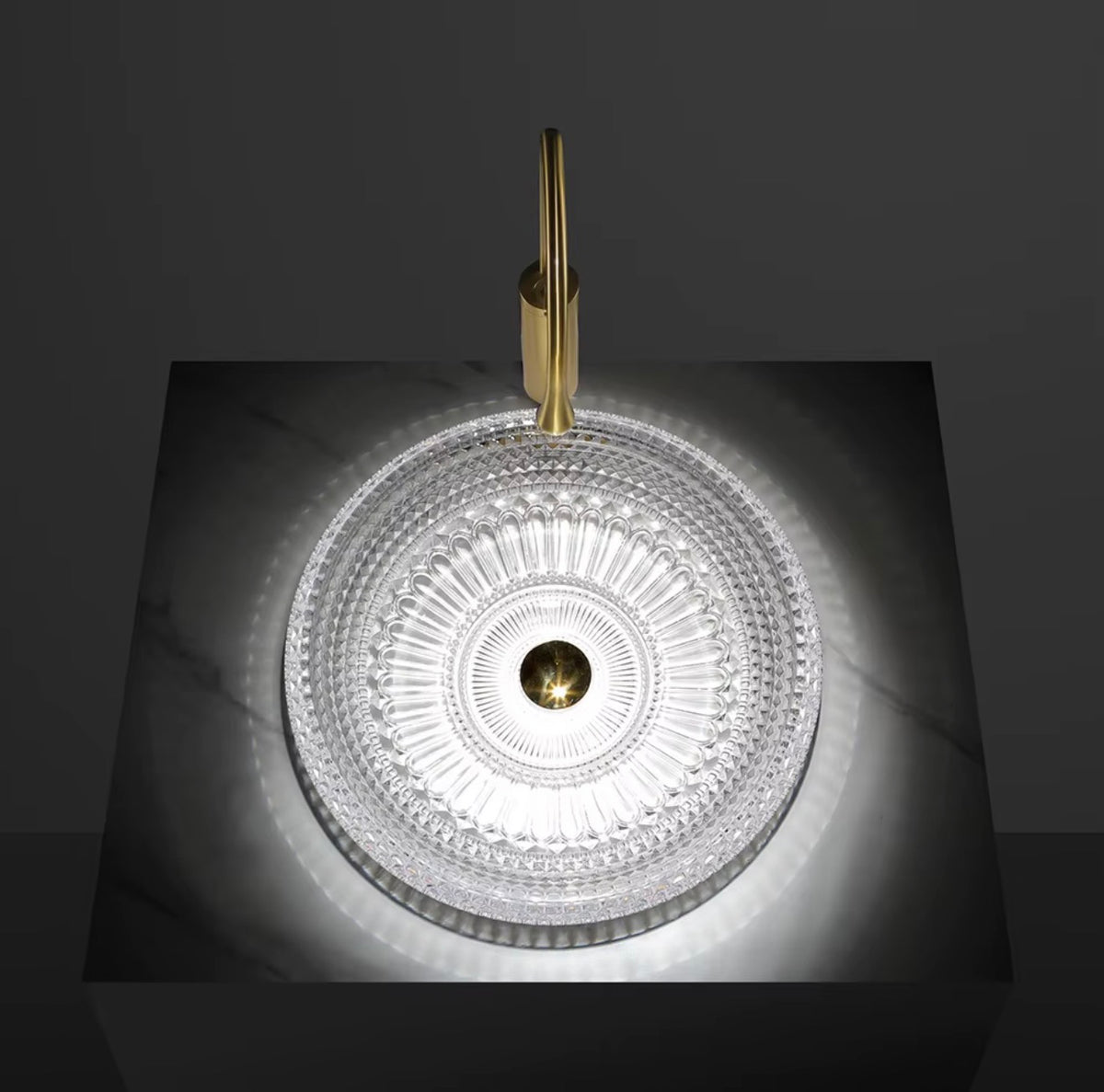 Fiorella Faceted Glass Vessel Sink