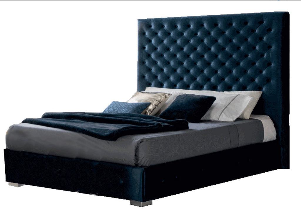 Casa Milano – Leonor Blue Upholstered Bed with Storage (QS / KS)