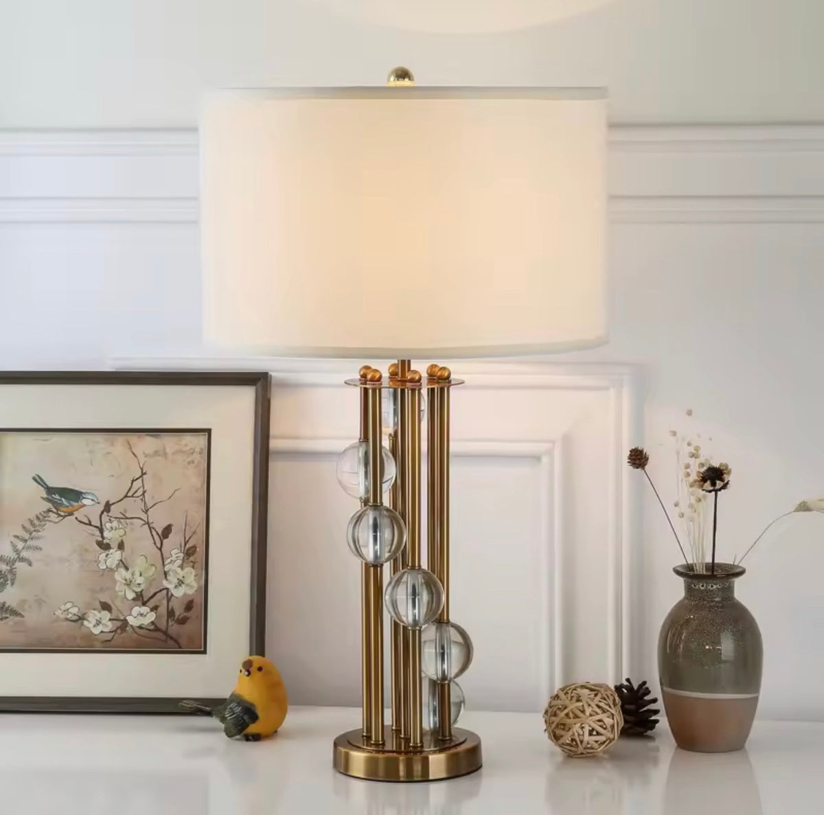 Scandia Crystal Column Table Lamp