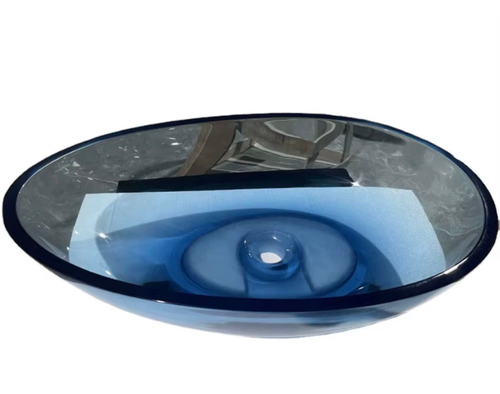 AZZARIO OCEAN BLUE TRANSPARENT RESIN VESSEL SINK