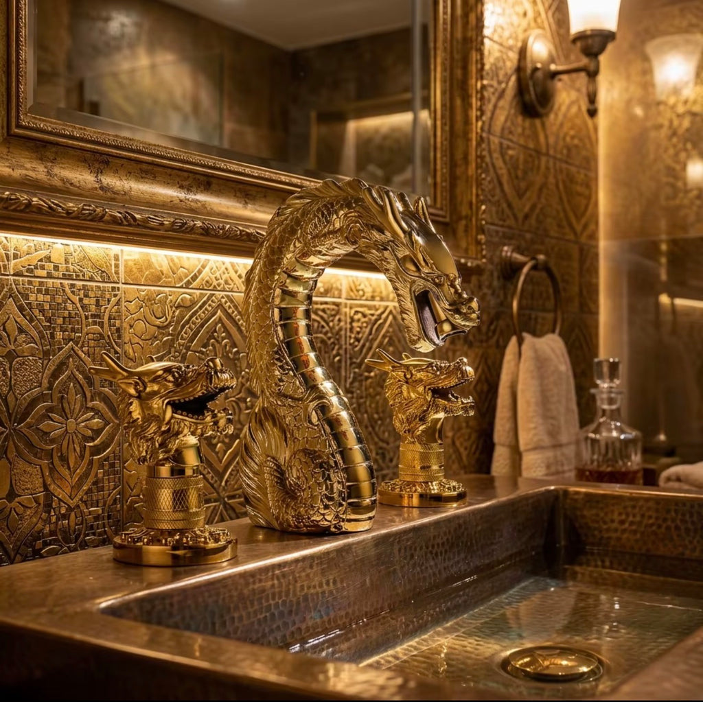 DRAGO IMPERIALE SOLID BRASS DRAGON WIDESPREAD BASIN FAUCET