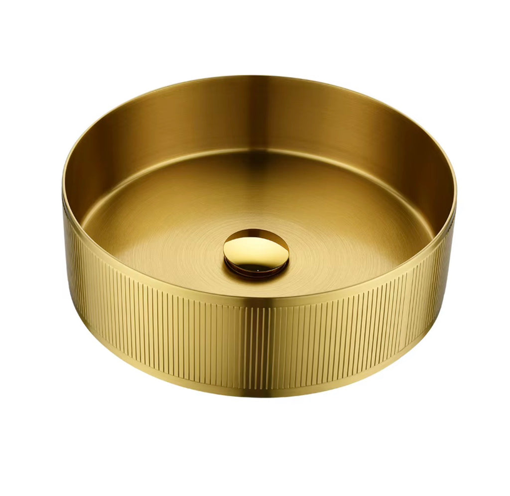 Alessandro Fluted Gold Stainless Steel Vessel Sink