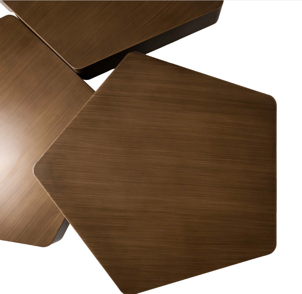 Hexa Brushed Gold Sculptural Coffee Table Set