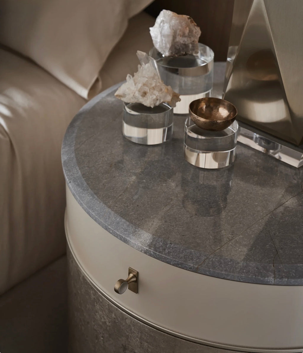 Caracole Hang Around Grey Armani Marble Nightstand