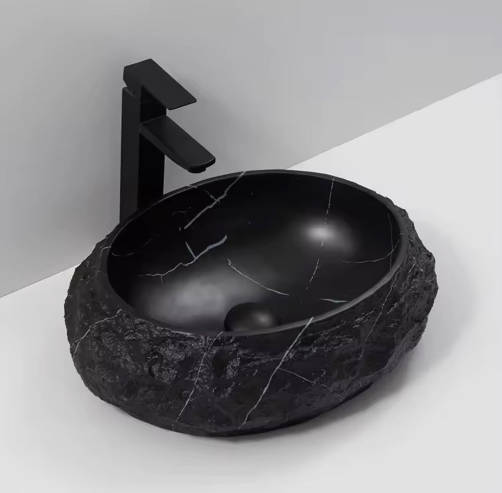 SERAFINA SCULPTURAL STONE RESIN VESSEL SINK