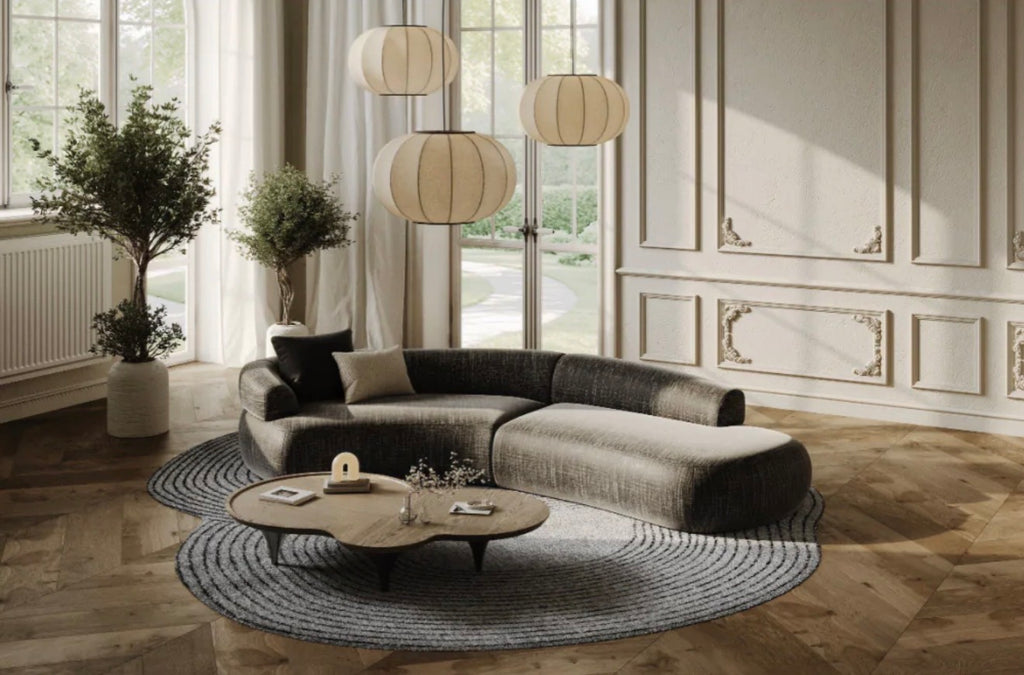 Casa Milano Lakota Modern Curved Sectional Sofa – Dark Gray Fabric