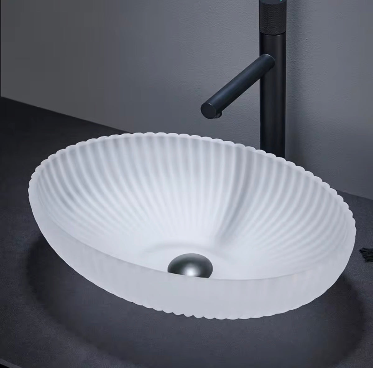 VENEZIA FLUTED GLASS OVAL VESSEL SINK