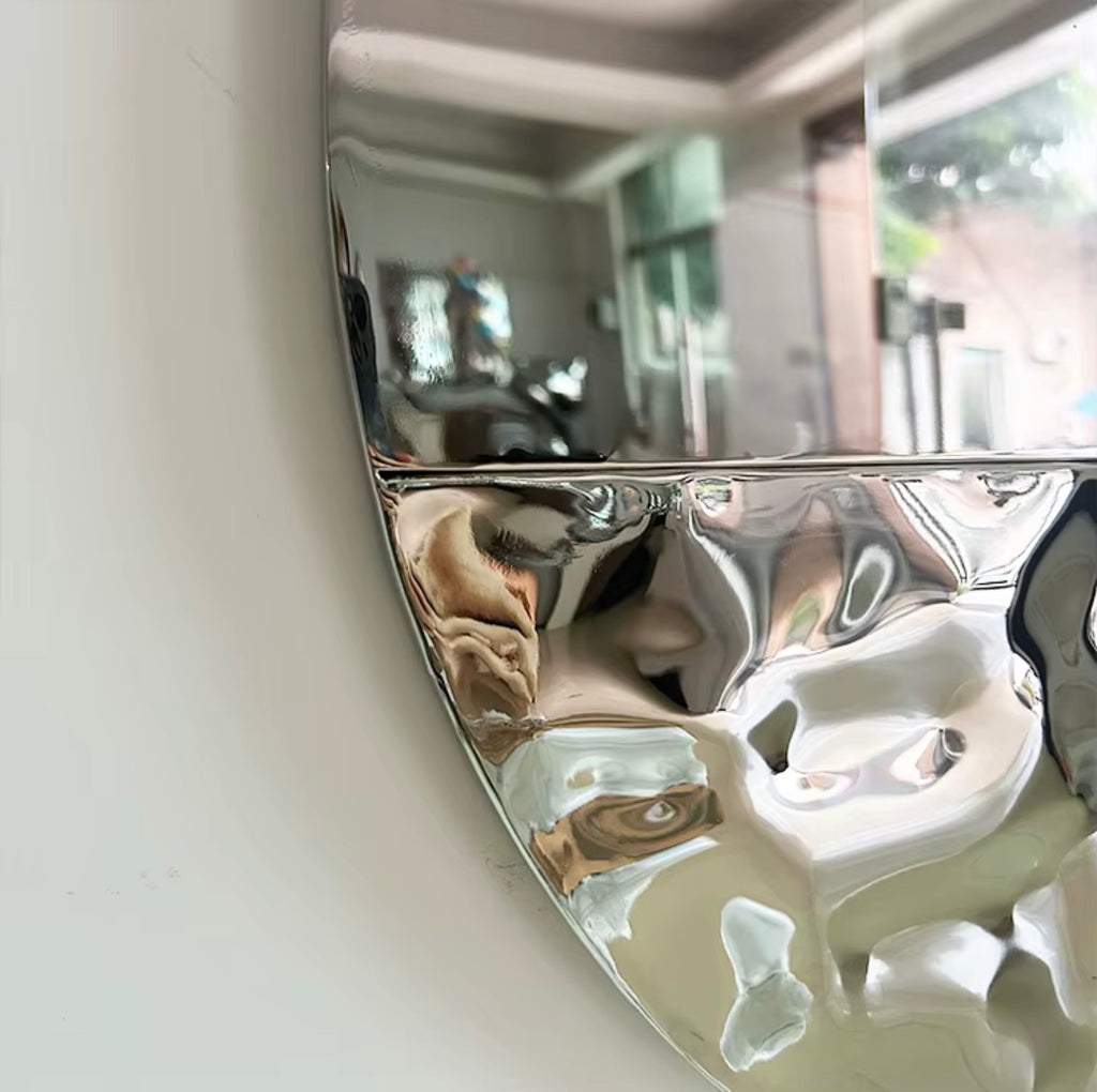 Marcella Sculptural Stainless Steel Round Wall Mirror