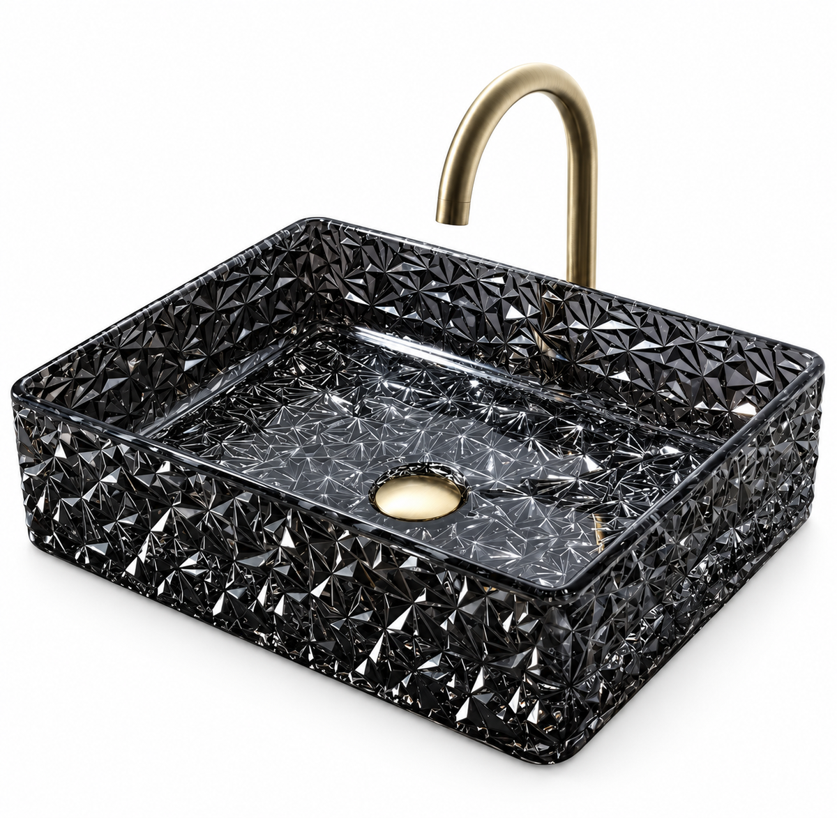 BRUNO FACETED TEMPERED GLASS VESSEL SINK