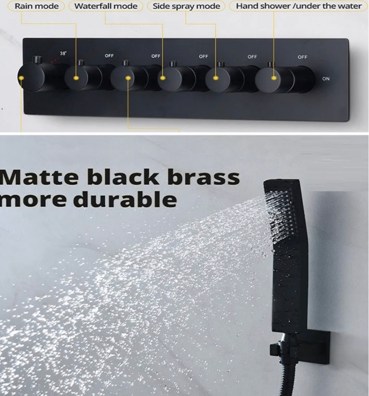 AURA Musical LED 6-Jet Thermostatic Shower System