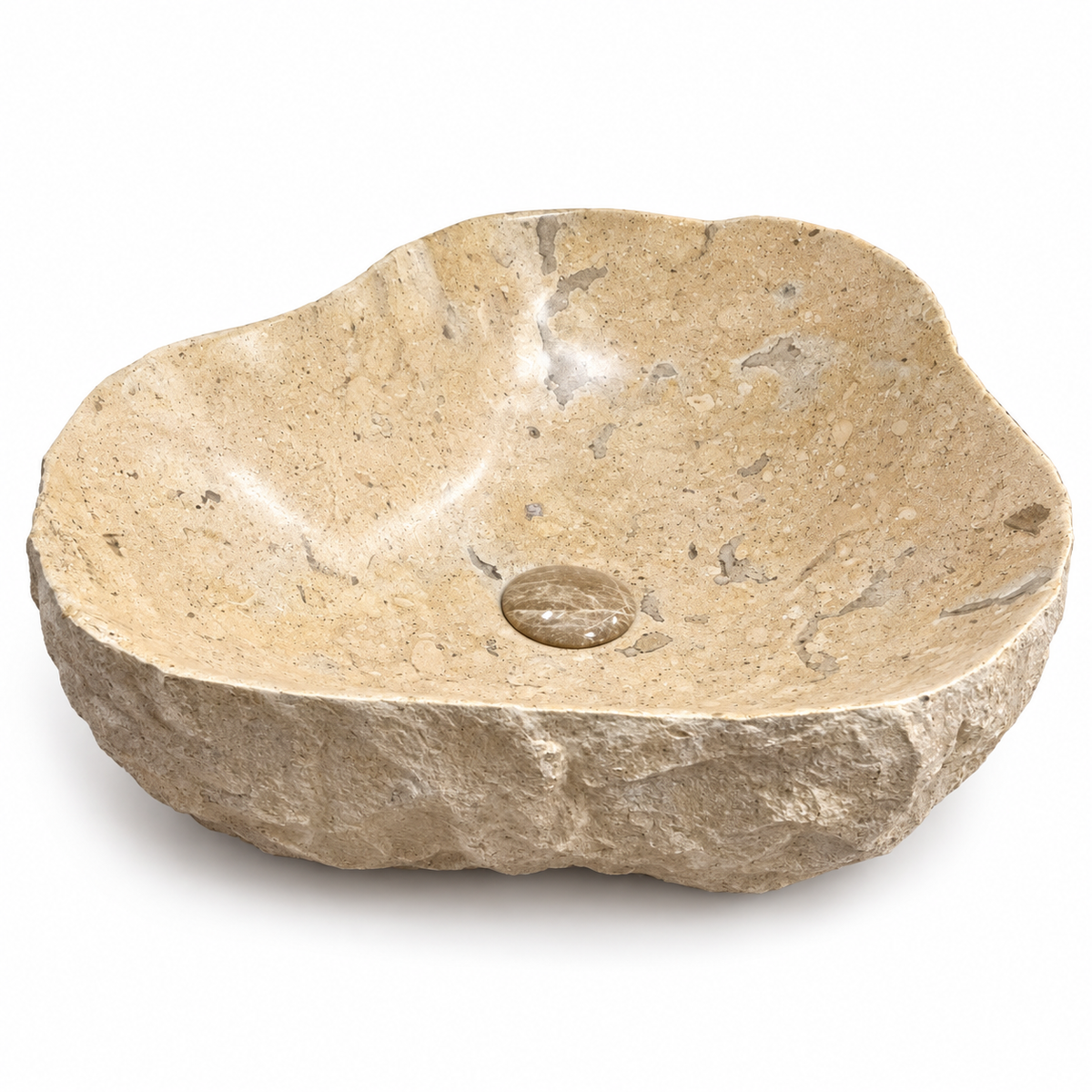 Sorrento Sculpted Beige Marble Vessel Sink