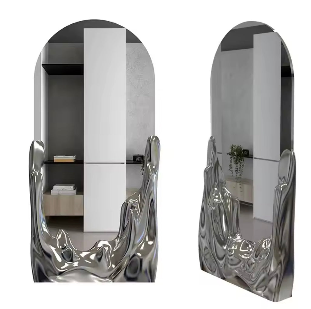 Casa Milano Arco Sculptural Floor Mirror – Silver Statement Design