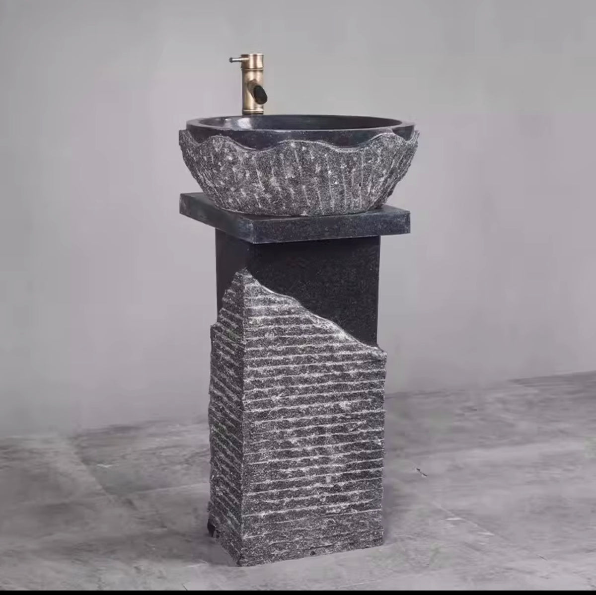 Volterra Travertine Pedestal Sink