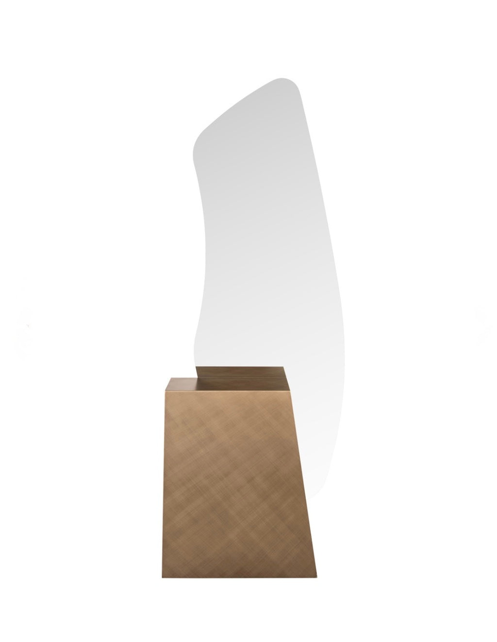 Mayla Brushed Gold Sculptural Floor Mirror