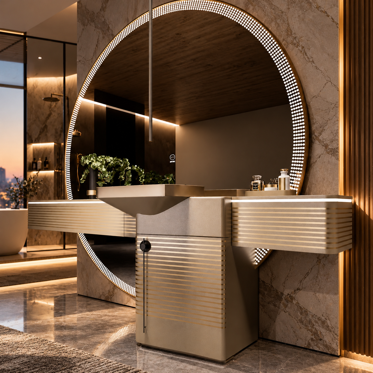 Ferruccio 94-Inch Sculptural Stainless Steel Bathroom Vanity