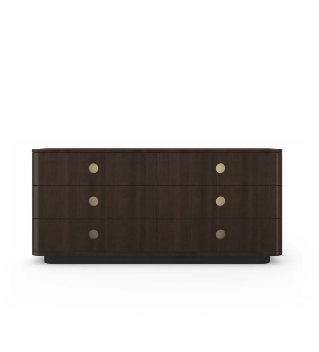 Casa Milano Bachelor Dark Brown 6-Drawer Luxury Dresser