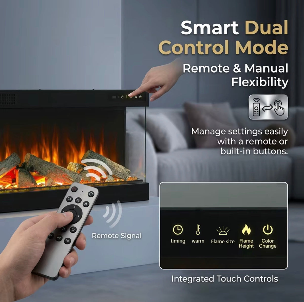 Milano Vista 40” Three-Sided LED Electric Fireplace