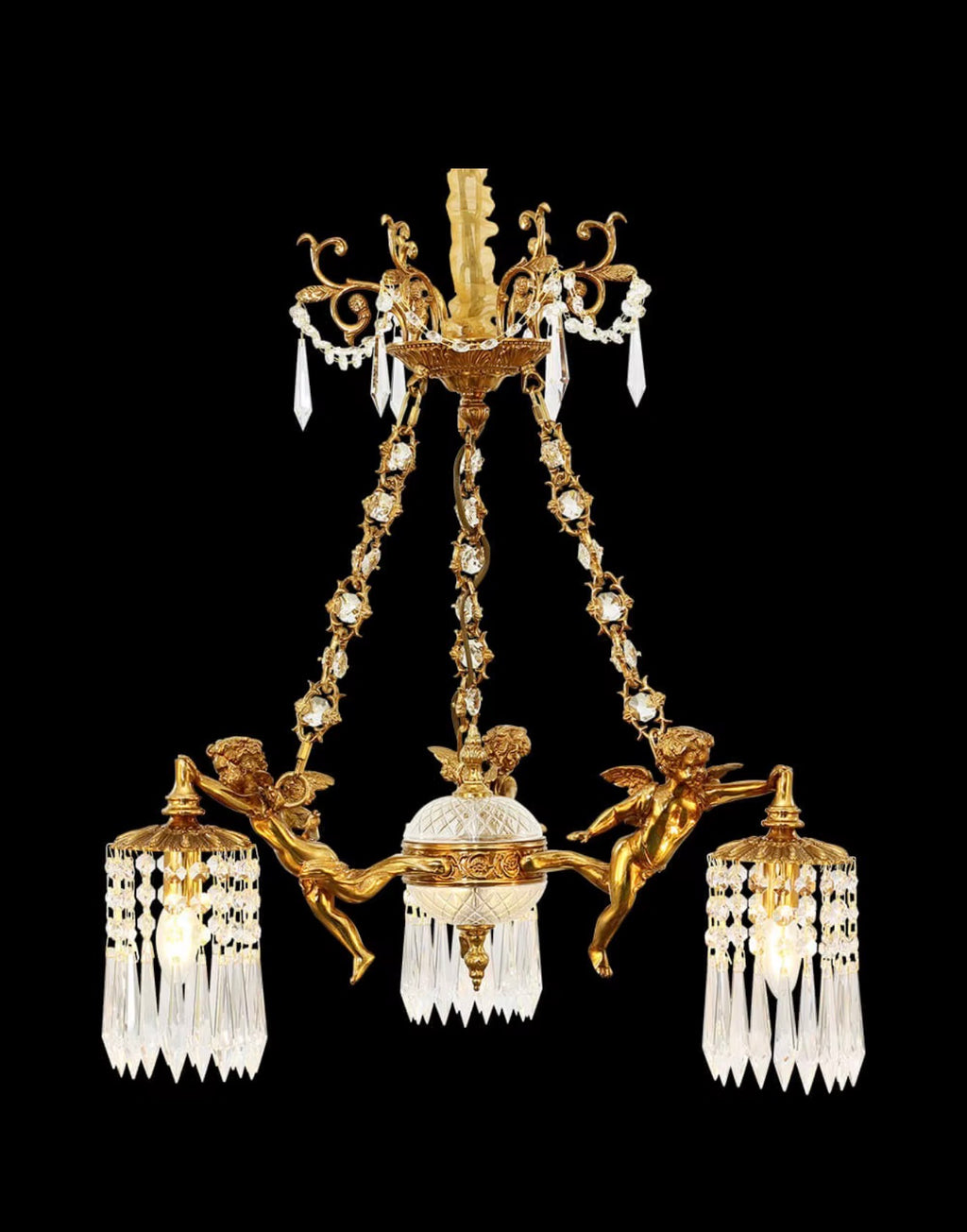 Angelique Sculptural Brass & Crystal Chandelier