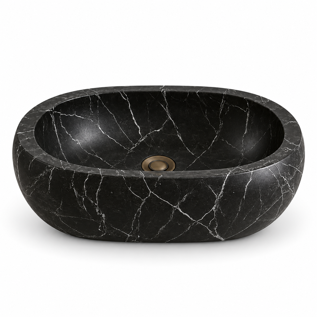 NOIR NATURAL BLACK MARBLE OVAL VESSEL SINK