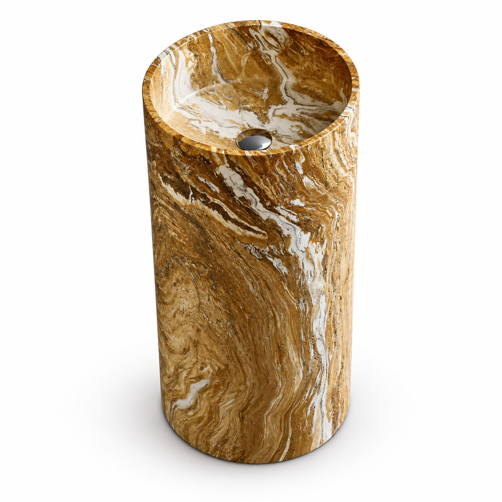 Altara Gold Veined Artificial Stone Pedestal Sink