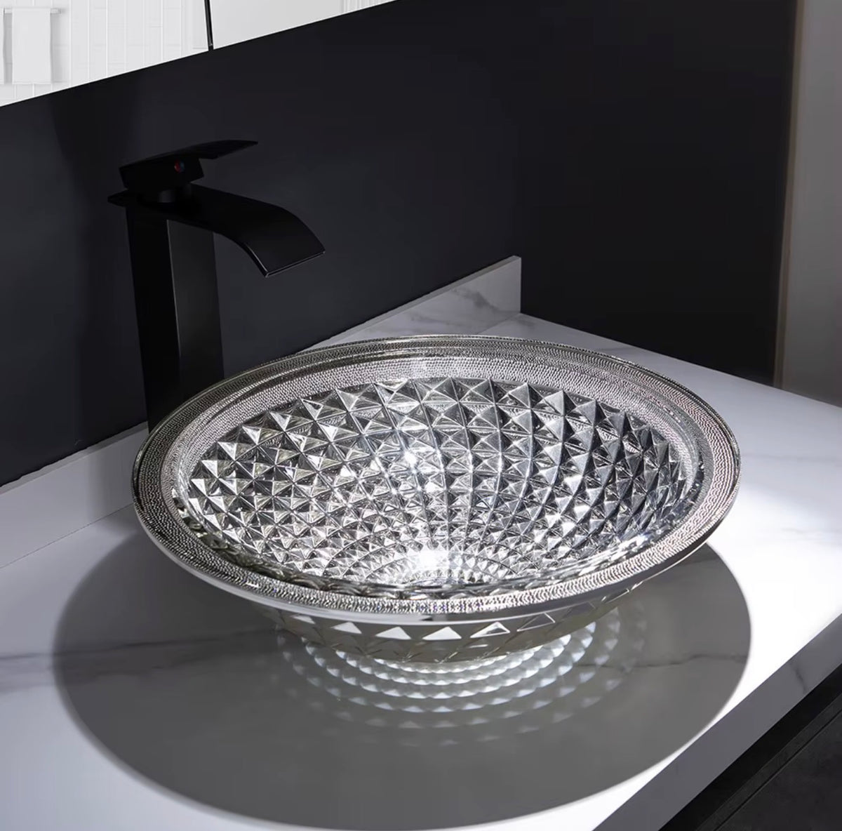 Diamante Faceted Glass Vessel Sink